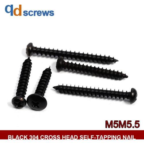 Black Oxide 304 M4.8M5M5.5 Cross recessed pan head tapping screws self-tapping Phillip round screw GB845 DIN7981 ISO 7049