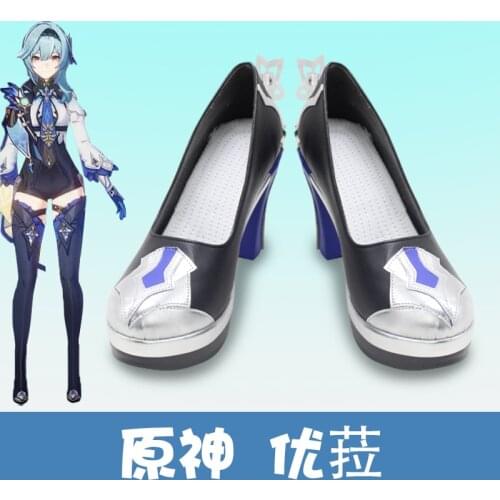 Genshin Impact Eula cosplay wig Boots Anime Genshin Impact Costume Women Heat Resistant Synthetic Hair Wigs Shoes Halloween