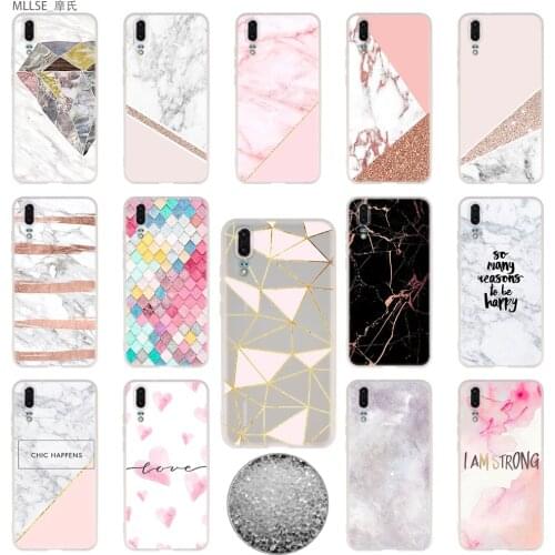 Chic Pink Marble Pretty Soft Cases For Huawei P40 P30 P20 Pro P10 Lite E Plus P Smart Z 2020 2019