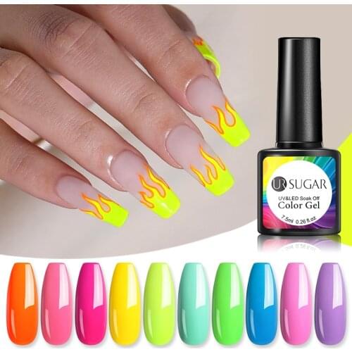 UR SUGAR 7.5ml Neon Color Nail Gel Polish Fashion Long Lasting Nail Art Manicure LED Soak Off Neon Gel Lacquers Polish