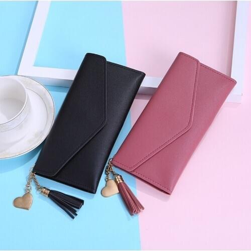 1pcs Long Womens Wallet Female Purses Tassel Coin Purse Card Holder Wallets Female Pu Leather Money Bag Pu Leather Wallet