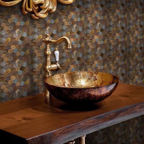 10cm/15cmx25pcs Rust Hexagon Mosaic PVC Waterproof Self Adhesive Wall Sticker Tile Sticker For Kitchen Bathroom Furniture