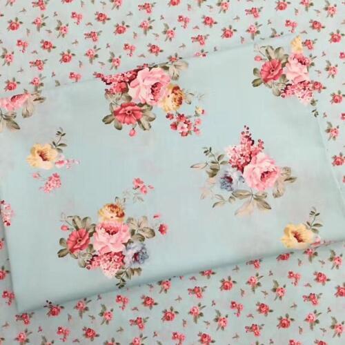 100% cotton elegant pastoral blue rose floral twill fabric for DIY kids doll crib bedding pillow dress handwork patchwork cloth
