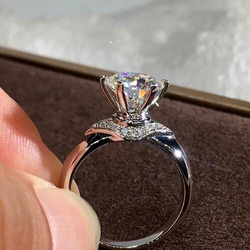 10K Au417 White Gold Women Wedding Party Engagement Ring 1 2 3 4 5 Carat Round Ribbons Moissanite Diamond Ring Elegant Noble