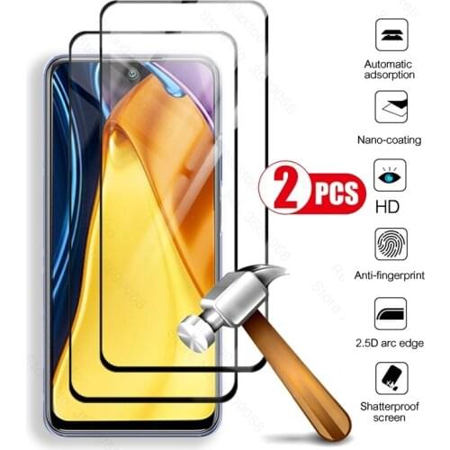 2pcs full tempered glass for xiaomi pocophone poco poko little m 3 m3 pro 3m m3pro 5g 2021 screen protectors film cover steklo