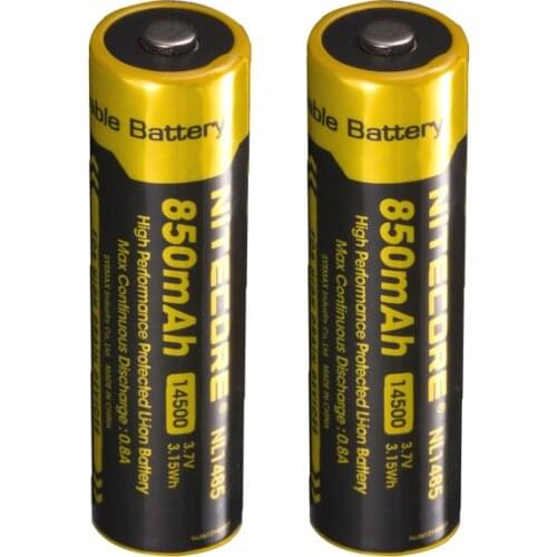 2PCS NITECORE 14500 NL147 Li-ion Rechargeable Battery 750mAh 3.7V 2.8Wh Protected top button