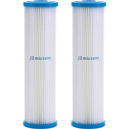 20 μmWhole House Sediment Pleated Water Filter, Washable Reusable, 2.5" x 10" - 2 PACK