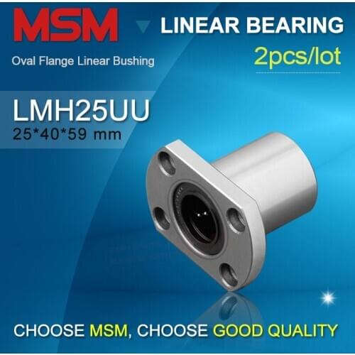 2pcs LMH25UU Oval Flange Linear Bearing 25mm Shaft Ball Bushing SMT25GUU/LHFC25 (dr25 D40 L59) CNC Automation Parts