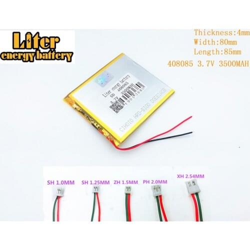 408085 3.7V 3500mah polymer rechargeable battery FOR 3.7V 3500mah 408085 PLUG Lithium polymer battery