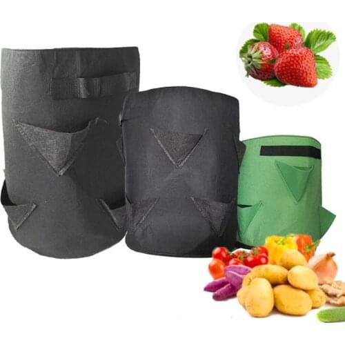 5 7 10 Gallon Garden Strawberry Planter grow Bag flower fabric pots home non woven jardin Flower veg Tomato planting Container