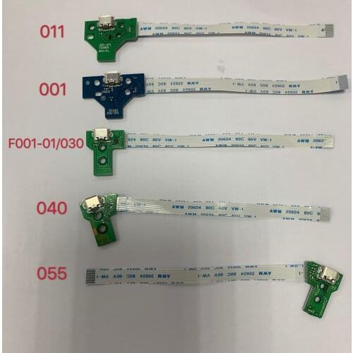 5pcs/lot for ps4 game pad controller power usb charging socket board and flex cable jds 001 011 030 040 050 055