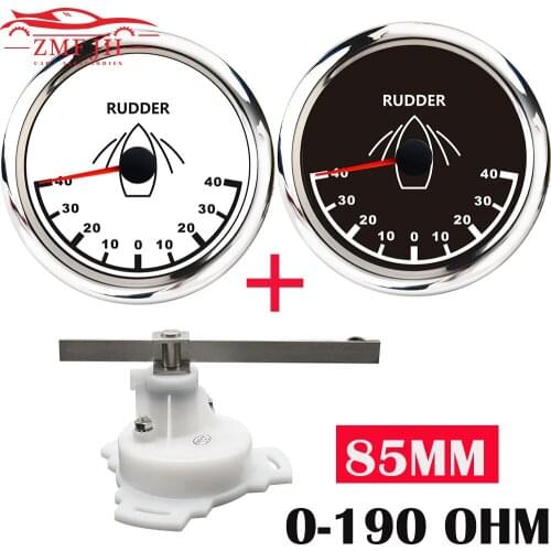 85mm Gauge 40 L~40 R Rudder Angle Indicatior with Rudder Angle Sensor Marine Boat Rudder Angle Meter Red Backlight 12/24V