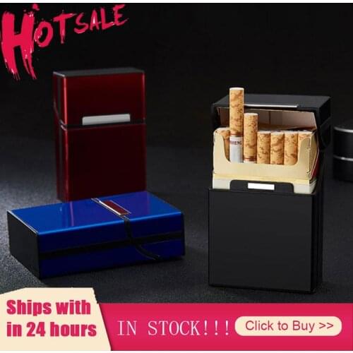 Hold 20 Cigarettes Ladies Aluminum Cigarette Case Cover Man Women Smoking Cigarette Box Sleeve Pocket Cigarettes Pack Cover Gift