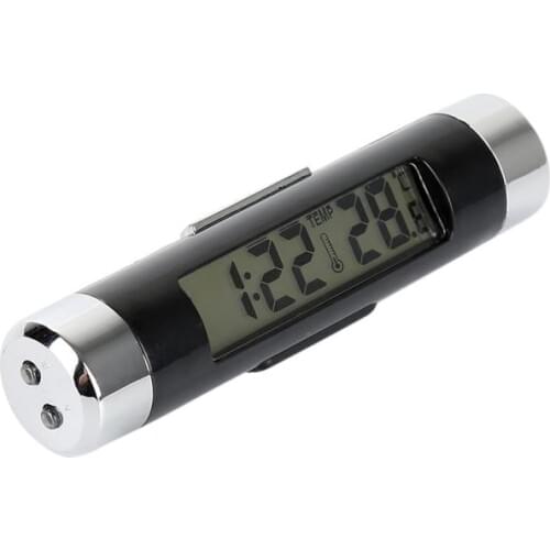 Portable 2 in 1 Car Digital LCD Clock & Temperature Display Electronic Clock Thermometer Car Automotive Blue Backlight With Clip