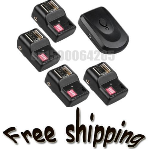 Free shipping PT-16 Channels Wireless Flash Trigger SET For DSLR Camera 1 Transmitter +3 Receivers +1 Sync Cord