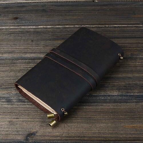 Creative Genuine Leather Refillable Travel Journal Notebook with Long Leather Cord Planner Diary Business Notepad