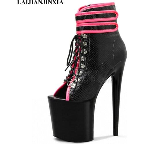 Summer Hollow Mixed colors Open Toe Ankle Boots 20 cm High heeled shoes Sexy Fetish Show Clubbing Stripper Novelty Dance Shoes