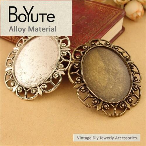 BoYuTe (20 Pieces/Lot) 40*30MM Cabochon Base 2 Colors Vintage Blank Pendant Charms for Jewelry Making fit Diy Necklace Handmade