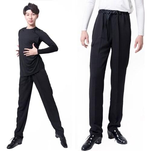 Latin Dance Pants Men Stage Costume Black Ballroom Practice Trousers Designer Clothes Tap Dancewear Modern Dancing Outfit JL3267