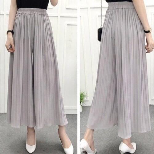 Palazzo Pants Pleated wide leg pants female summer 2021 New Korean version Calf Length Pants high waist loose Casual Trousers