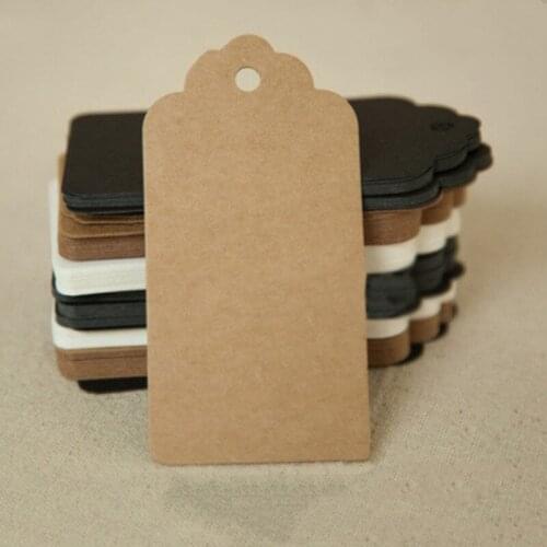 100pcs Kraft Gift Tags Scalloped Edge Wedding Party Paper Blank Tag Price Packaging Hang Label Home DIY Decoration Accessories