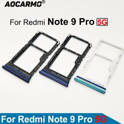Aocarmo For Xiaomi Redmi Note 9 Pro 5G Green Blue Grey Sim Card SIM Tray Slot Holder Replacement Part