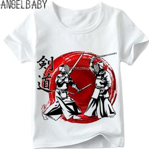Children MMA Art Kendo Design Funny T shirt Kids Summer Short Sleeve Tops Boys and Girls Casual White T-shirt,ooo398