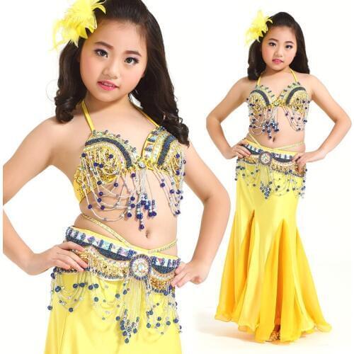 Kids Child Belly Dance Costume Oriental Dance Costumes Bellydance Dancer Clothes Bollywood Indian Dance Dress For Girls 3PCS/SET