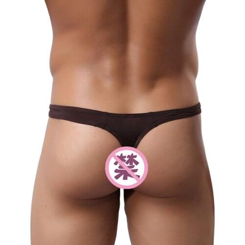 Men Thongs Sexy Panties Transparent Ice Silk Briefs Bikini Mens G-string Thong Jocks Tanga Underpants Lingerie Exotic T-back