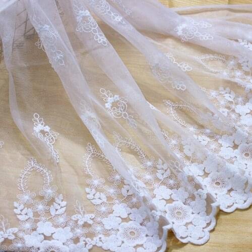 Double side Wave Full Mesh Embroidered Lace Fabric DIY Clothes Sewing Accessories Material Width 135cm 1yard