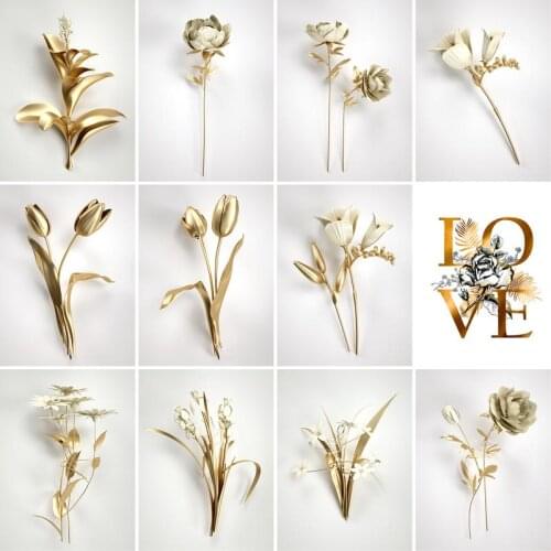 GATYZTORY Frame Golden Rose Painting By Numbers For Adult child Flower HandPainted Oil Painting Canvas Drawing Home Wall Decor