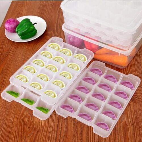 Refrigerator Fresh Keeping Storage Case Holder 3-Layers Dumpling Box Thawing Box Kitchen Storage Box