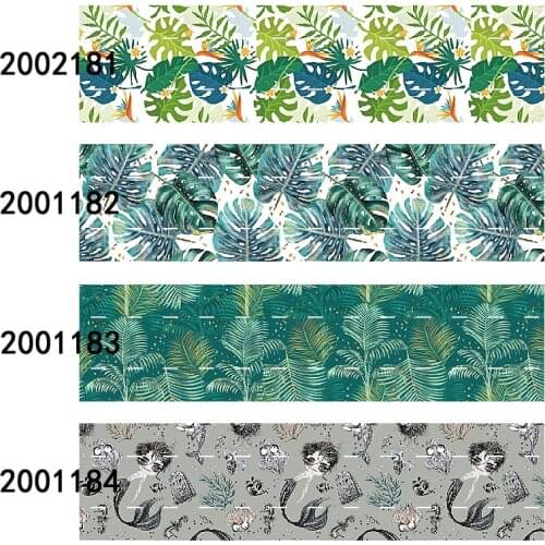 50 yards/lot) 2020 Spring season leaf printed grosgrain ribbon