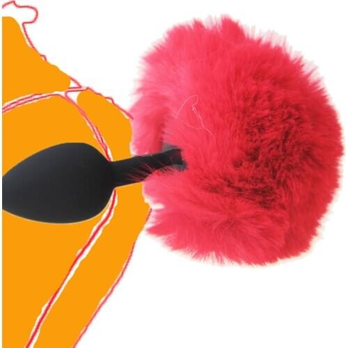 Rabbit tail silicone anal plug sex toy adult product for woman,anal plug dog tails Slave cosplay submisson bead Rabbit girl game