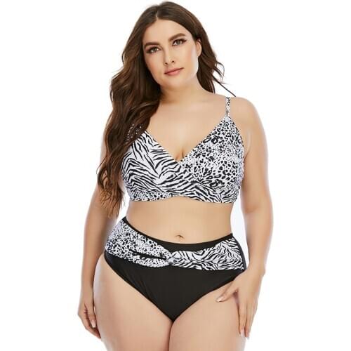 Plus Size Leopard Print Swimwear Big Bikini Summer Large 3XL 4XL Two Pieces Swimsuit 2021 Womens Bathing Suits Femme Biquini