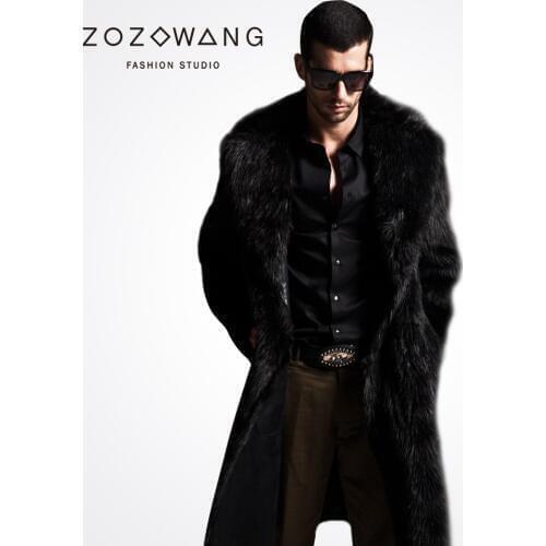 New 2018 Zozowang solid casual v neck loose faux fur jacket men long fashion streetwear keep warm open stitch coat men