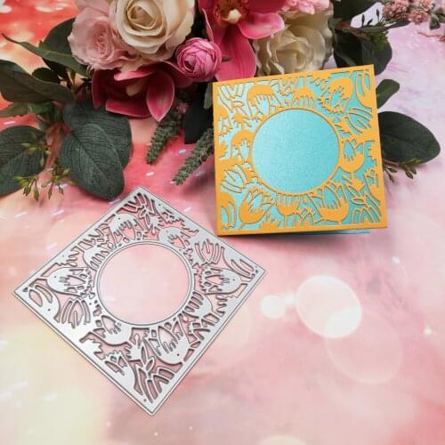Square Flower Pattern Background Metal Cutting Dies For DIY Scrapbooking Cards Decorative Craft Embossing