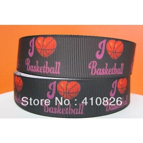 WM ribbon wholesale/OEM 7/8inch 22mm love basketball printed grosgrain ribbon 50yds/roll free shipping