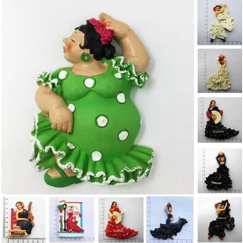 Fridge Magnet Tenerife Spain Barcelona Tourism Souvenirs Flamenco Dancer Malaga Refrigerator 3D Magnetic Stickers Gift Ideas