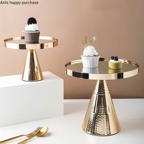 Iron Art Tall Feet Glass Cake Stand Round Glass Mirror Cake Dessert Plate Decorative Display Stand Storage Rack Organize Disk