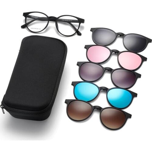 Mens And Womens Retro Round Glasses Frame Magnetic Set Optical Glasses Frame A Variety Of Polarized Clip Myopia Glasses 12120