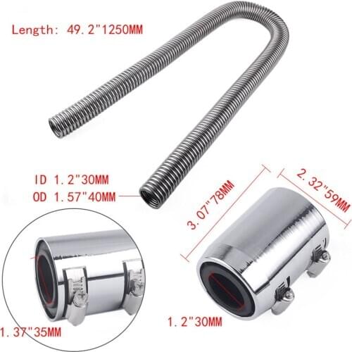 Chrome Stainless Steel Radiator Hose Kit 48'' UNIVERSAL Aluminum Clamp Covers