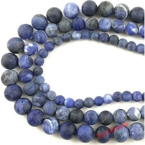 Natural Dull Polish Matte Old Blue Sodalite Loose Beads 15" Strand 4 6 8 10 12mm Pick Size For Jewelry Making