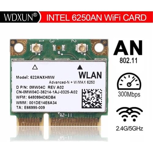 New Wireless Card for Intel Advanced-N + WiMAX 6250 622ANXHMW 300Mbps 802.11a/b/g/n Mini PCIe