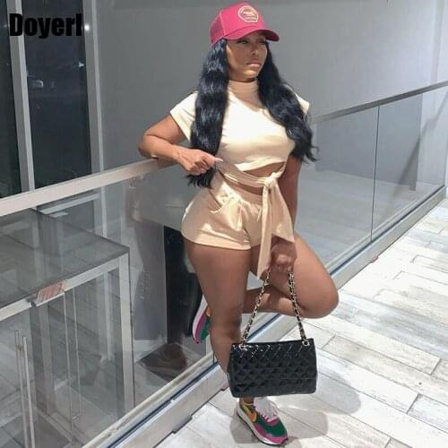 Solid 2 Piece Summer Outfits for Women Shorts Set Matching Sets Casual T Shirt Crop Top Woman Two Piece Outfit Set Tracksuit