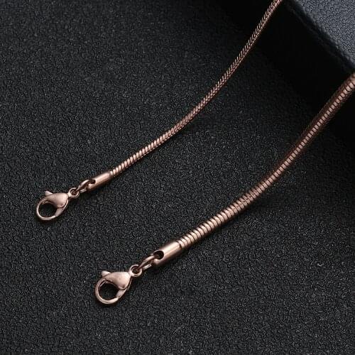 Wholesale Price 2/3MM Stainless Steel Plated Rose Gold Round Snake Chain Bracelet Fashion Party Gift Jewelry For Women 18.5/20CM