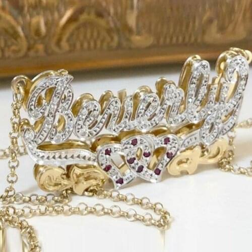 DUOYING Hip Hop Name Necklaces Letter Doubla Plated Name Custom Necklace Carving Batch Of Flowers Name Necklaces For Women Gifs