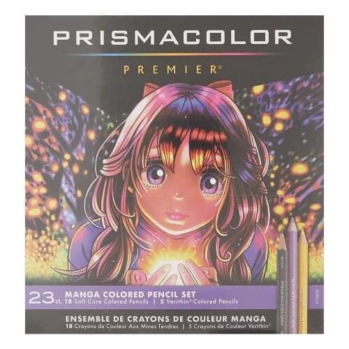 Prismacolor 1774800 Premier Colored Pencils, Manga Colors, 23 color set,18 soft core mines tendres,5 verithin