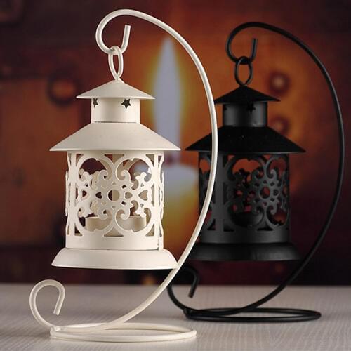 European Style Home Decoration Lantern Iron Moroccan Style Candlestick Candle Holder Candle Stand Light Holder T00
