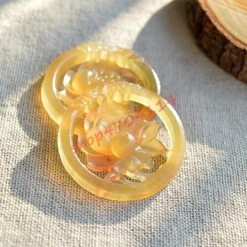 Natural Antler Lotus pendant, Liver-clearing and Fire-clearing, Simple Literary and Art Jewelry of National Wind Necklace